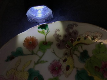 Six Chinese famille rose and verte plates, 19/20th C.
