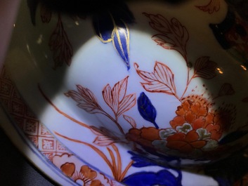 A pair of very large Chinese Imari-style vases and covers with pheasants, Kangxi