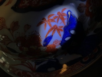 A pair of very large Chinese Imari-style vases and covers with pheasants, Kangxi