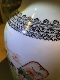 Three Chinese famille rose vases, Republic, 20th C.
