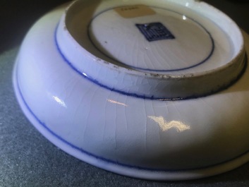 A Japanese blue and white Ai-Kutani saucer dish with two deer, Edo, 17th C.