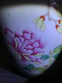 Two large Chinese famille rose olive-shaped ginger jars of floral design, 19th C.