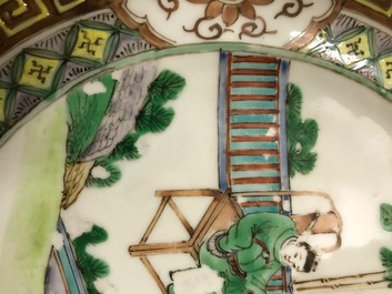 Six Chinese famille rose and verte plates, 19/20th C.