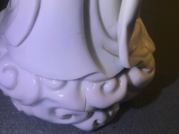 Un mod&egrave;le d'une Guanyin en porcelaine blanc de Chine de Dehua, 18&egrave;me