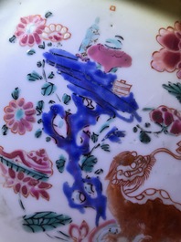Three Chinese famille rose plates, Yongzheng/Qianlong