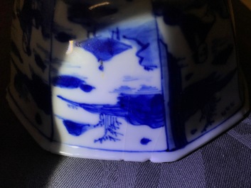 Vijf Chinese blauwwitte kommen en borden, Wanli, Tianqi en Transitie periode