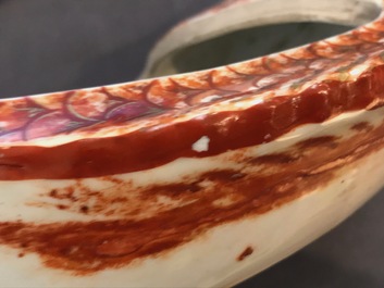 A rare Chinese iron red and gilt carp tureen and cover, Qianlong