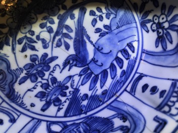 Vijf Chinese blauwwitte kommen en borden, Wanli, Tianqi en Transitie periode