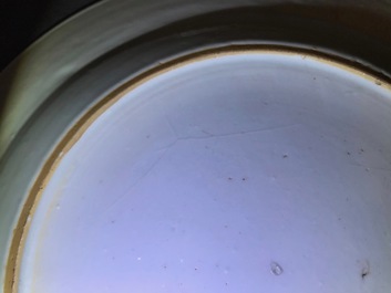 Five Chinese famille rose 'double peacock' plates, Qianlong