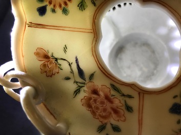 A rare Chinese famille rose reticulated hanging basket, Yongzheng/Qianlong