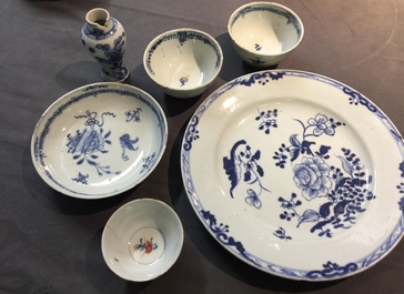 A varied selection of Chinese blue and white and famille rosewares, 18th C.