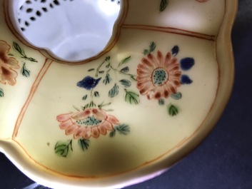 A rare Chinese famille rose reticulated hanging basket, Yongzheng/Qianlong