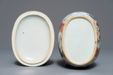 Un beurrier en porcelaine de Chine de style Imari &agrave; d&eacute;cor "Dames au Parasol", Qianlong, ca. 1736-1738