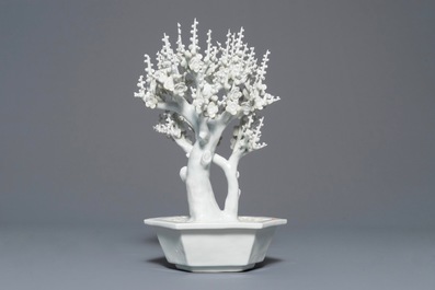 A Chinese blanc de Chine model of a tree, Kangxi
