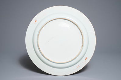 A large Chinese verte-Imari 'monogram' charger, Kangxi