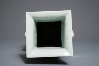 A square Chinese qianjiang cai vase, early 20th C., Jiangxi Porcelain Company mark