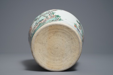 A Chinese famille verte Kangxi-style vase, 19/20th C.