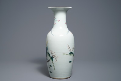 A Chinese famille rose 'warriors' vase, Kangxi mark, 19th C.