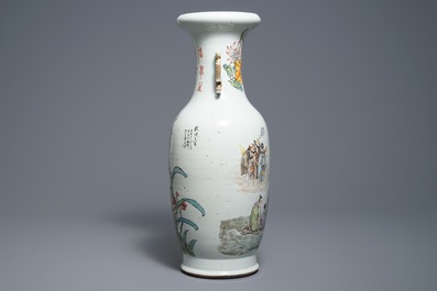 A Chinese qianjiang cai 'immortals' vase, 19/20th C.