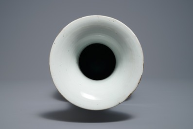 A Chinese famille rose 'warriors' vase, Kangxi mark, 19th C.
