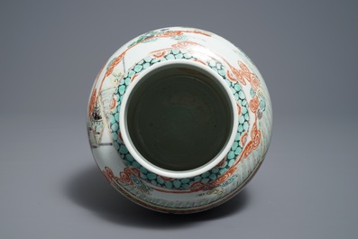 A Chinese famille verte Kangxi-style vase, 19/20th C.