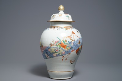A large and fine Chinese famille rose baluster vase and cover, Yongzheng/Qianlong