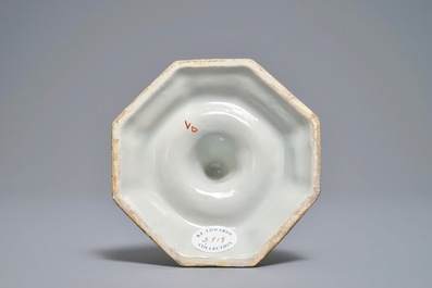 A polychrome Dutch Delft candlestick, 18th C.