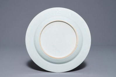 A Chinese grisaille mythological subject 'Juno' plate, Qianlong