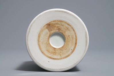 A Chinese famille verte Kangxi style brush pot, 19/20th C.