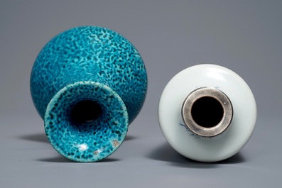 Two Chinese blue and white and turquoise-glazed vases, Qianlong and 19th C.