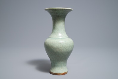 A Chinese Longquan celadon vase with incised design, Ming