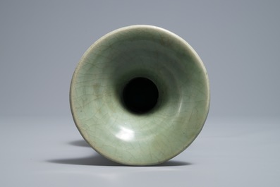 A Chinese Longquan celadon vase with incised design, Ming