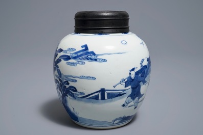 A fine Chinese blue and white ginger jar, Kangxi