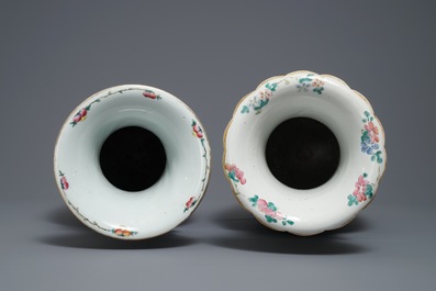 Two Chinese famille rose vases with figures in landscapes, 19th C.