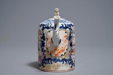 A large Chinese famille rose 'mandarin' teapot and cover, Qianlong