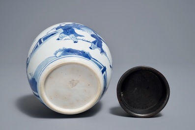 A fine Chinese blue and white ginger jar, Kangxi