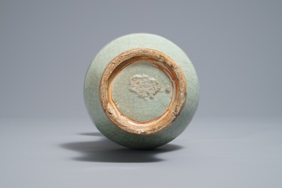 A Chinese Longquan celadon vase with incised design, Ming