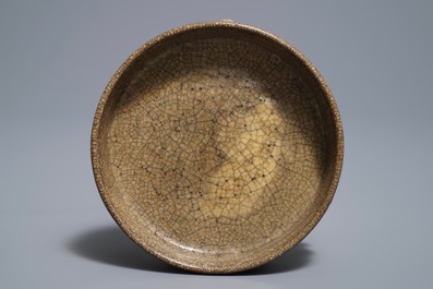 A Chinese ge-type crackle-glazed tripod censer, Song or later