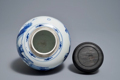 A fine Chinese blue and white ginger jar, Kangxi