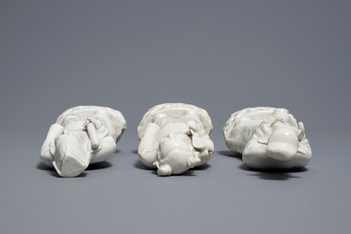 Three Chinese blanc de Chine figures of Immortals, 18/19th C.