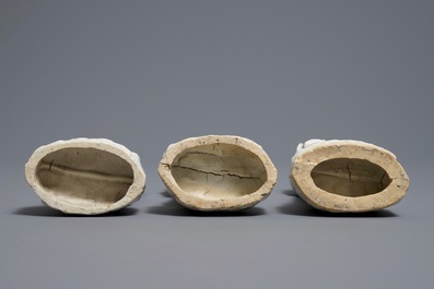 Three Chinese blanc de Chine figures of Immortals, 18/19th C.