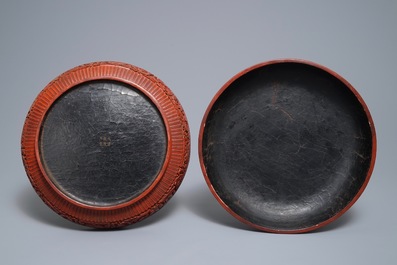 A Chinese cinnabar lacquer 'dragon' box, Qianlong mark, 18/19th C.