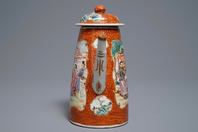 A Chinese famille rose 'mandarin' coffee jug, Qianlong