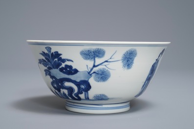 A Chinese blue and white 'long Eliza' bowl, Kangxi