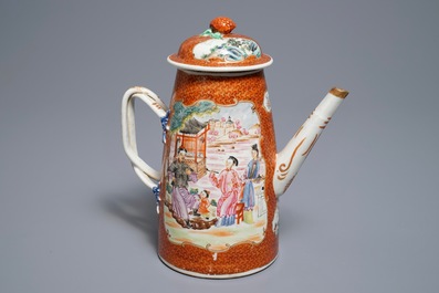 A Chinese famille rose 'mandarin' coffee jug, Qianlong