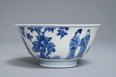 A Chinese blue and white 'long Eliza' bowl, Kangxi