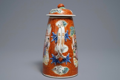 A Chinese famille rose 'mandarin' coffee jug, Qianlong