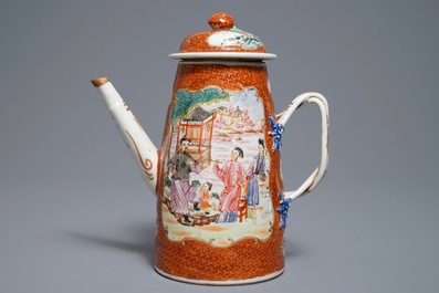 A Chinese famille rose 'mandarin' coffee jug, Qianlong