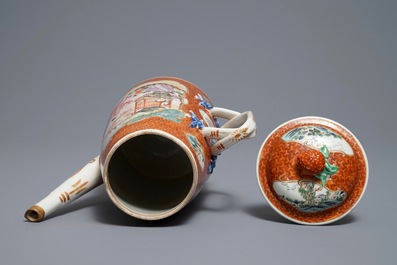 A Chinese famille rose 'mandarin' coffee jug, Qianlong
