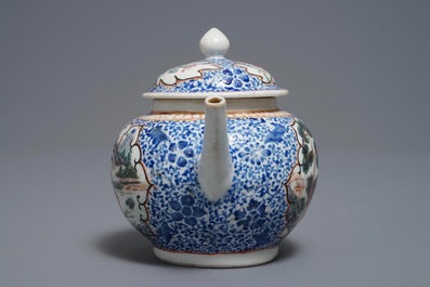 A Chinese famille rose and overglaze blue teapot and cover, Yongzheng